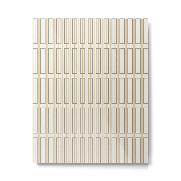 Minimalist Scandi Geometric Geo Box Striped Pattern in Cream Mustard Gold Charcoal Metal Print Gallery Image 1