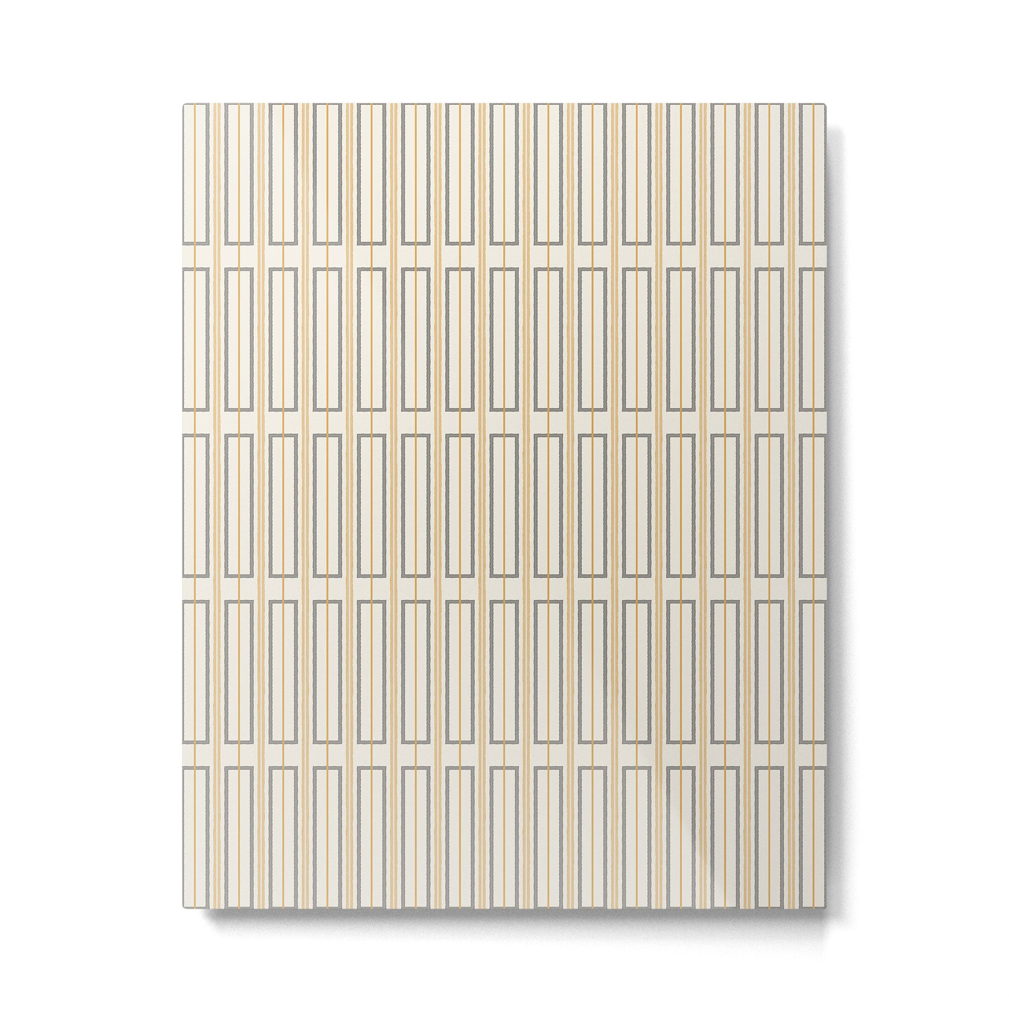 Minimalist Scandi Geometric Geo Box Striped Pattern in Cream Mustard Gold Charcoal Metal Print Gallery Image 4