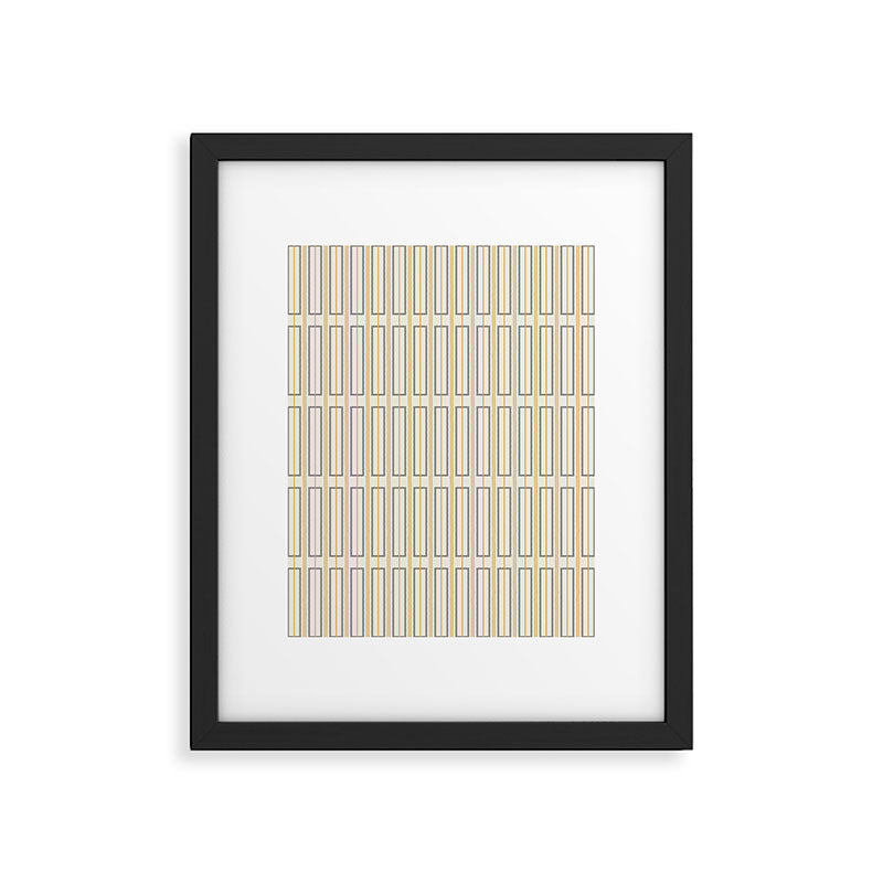 Minimalist Scandi Geometric Geo Box Striped Pattern in Cream Mustard Gold Charcoal Framed Art Print Gallery Image 5