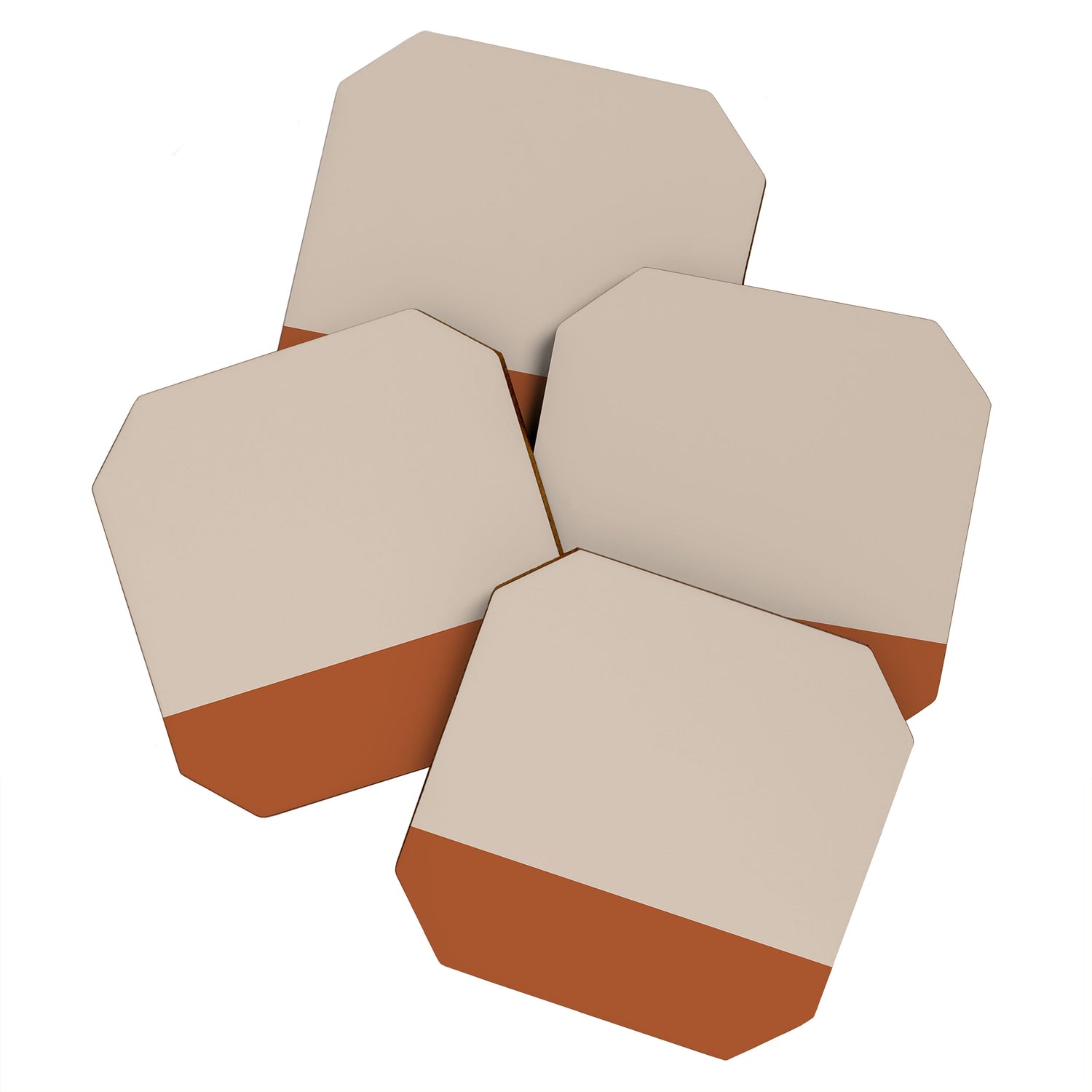 Minimalist Solid Color Block 1 in Putty and Clay Coaster Gallery Image 1