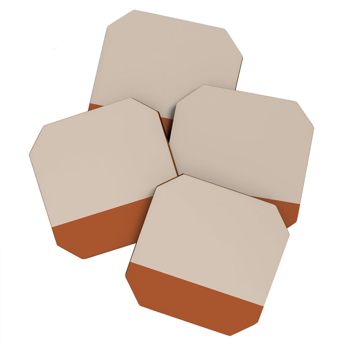 Minimalist Solid Color Block 1 in Putty and Clay Coaster Gallery Image 1
