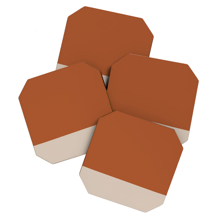 Minimalist Solid Color Block in Clay and Putty Coaster Gallery Image 1
