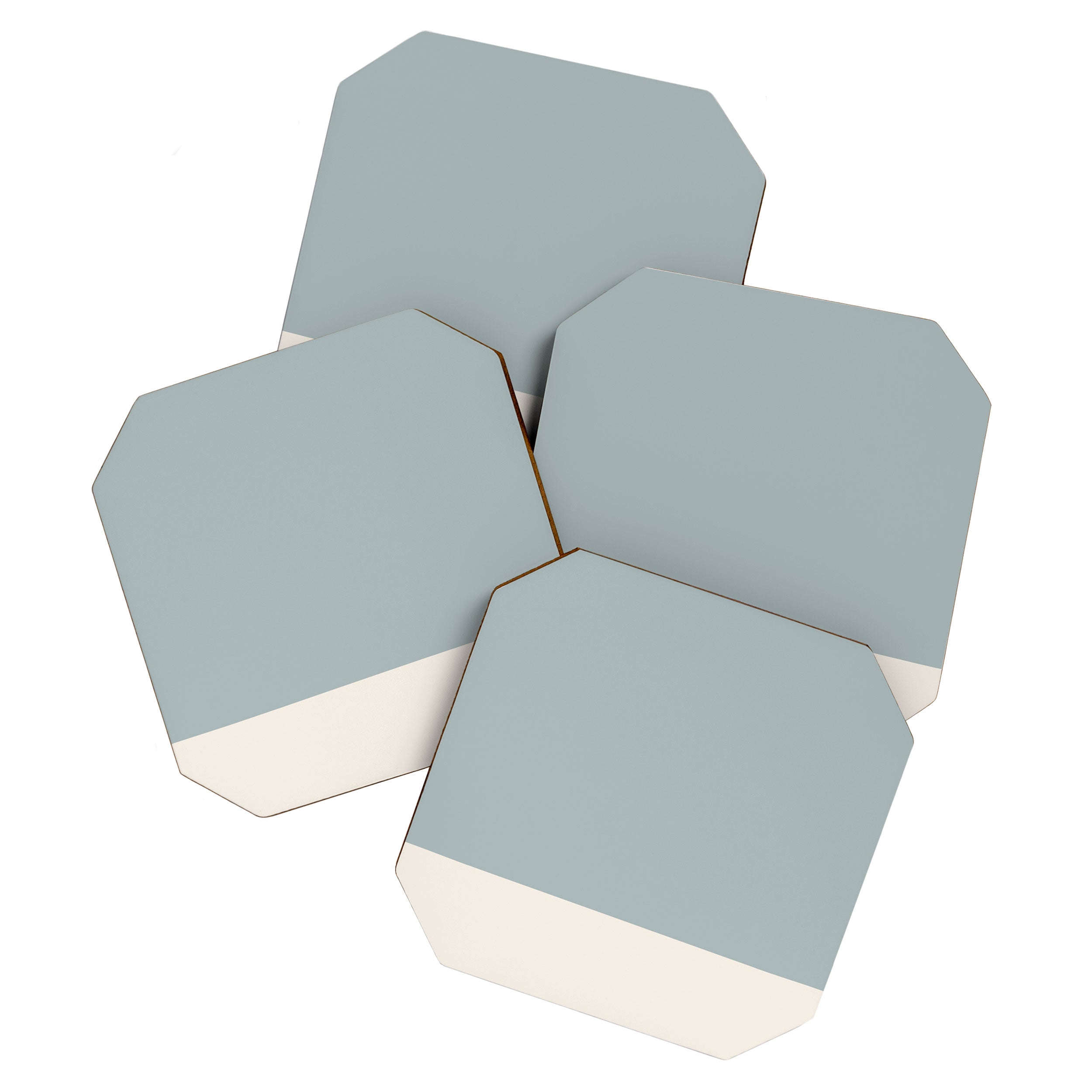 Minimalist Solid Color Block in Light Blue-Gray and Cream  Coaster Gallery Image 1