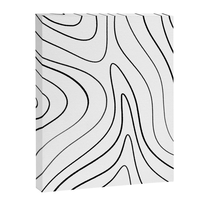 Minimalist Topographical Abstract in Black and White Canvas Print Gallery Image 1