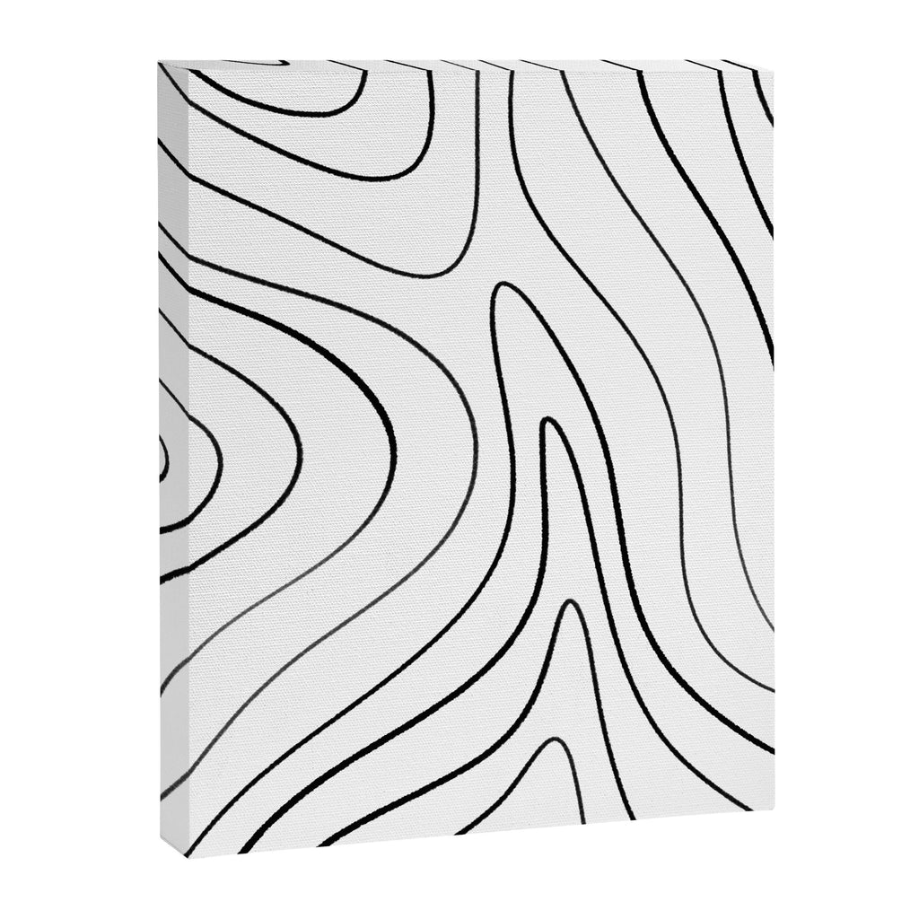 Minimalist Topographical Abstract in Black and White Canvas Print Gallery Image 6