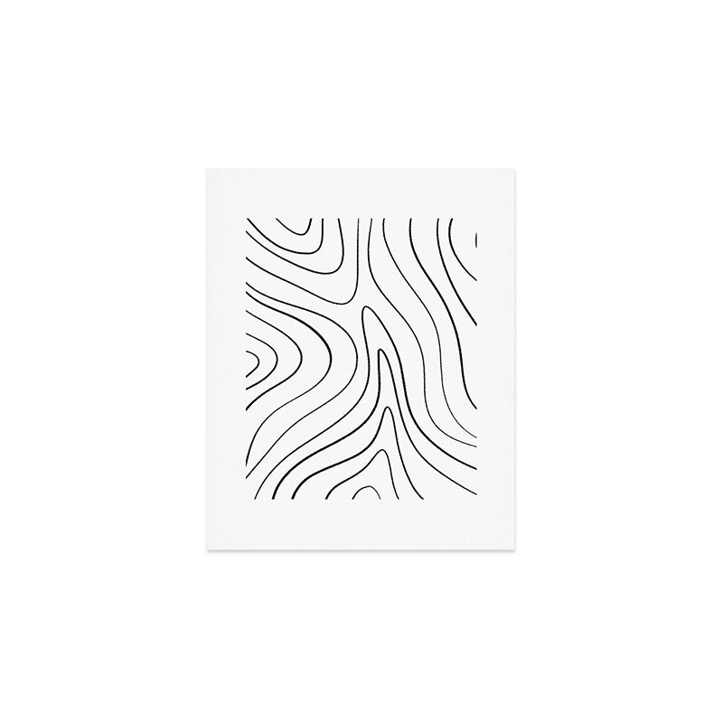 Minimalist Topographical Abstract in Black and White Art Print Gallery Image 1