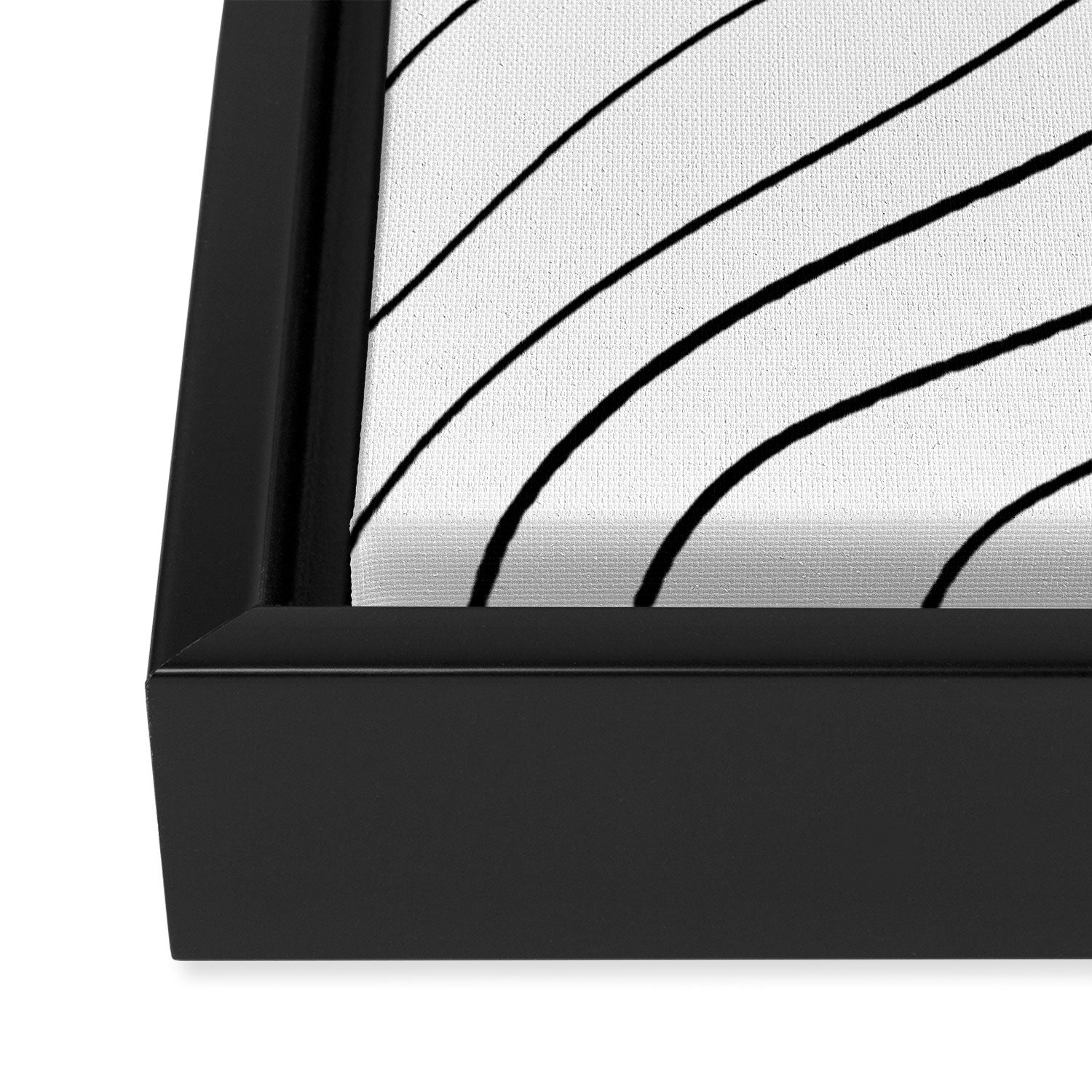 Minimalist Topographical Abstract in Black and White Framed Canvas Print Gallery Image 3
