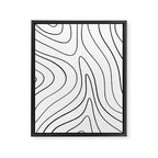 Minimalist Topographical Abstract in Black and White Framed Canvas Print Gallery Image 6