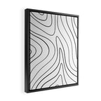 Minimalist Topographical Abstract in Black and White Framed Canvas Print Gallery Image 2