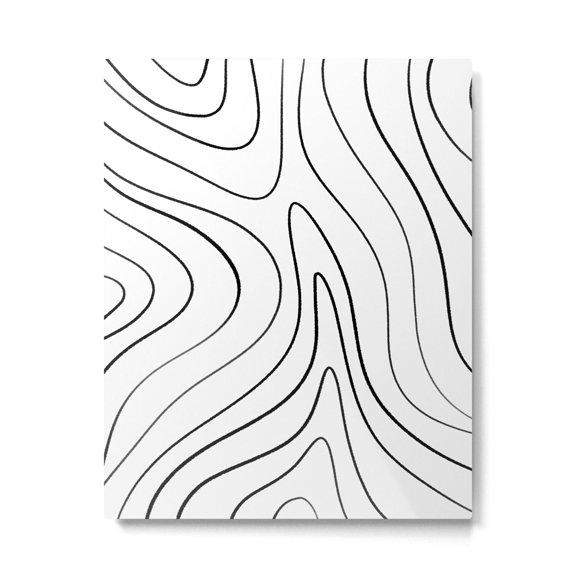 Minimalist Topographical Abstract in Black and White Metal Print Gallery Image 4