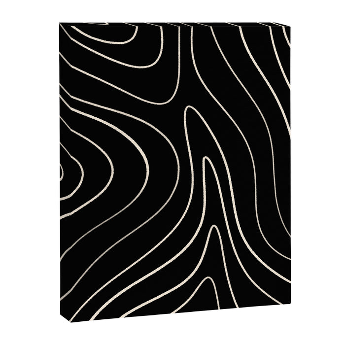 Minimalist Topographical Abstract in Black and Almond Cream Canvas Print Gallery Image 1