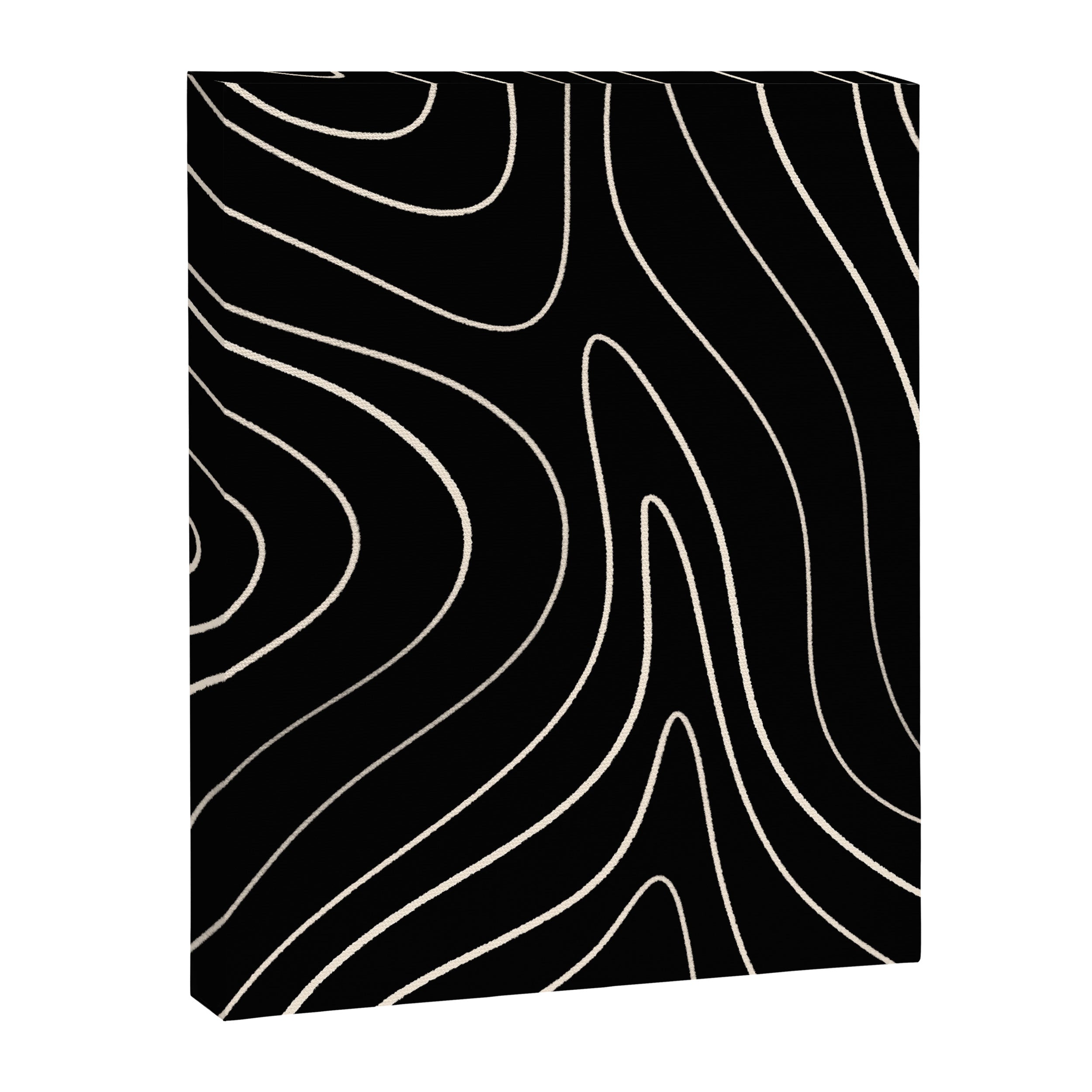 Minimalist Topographical Abstract in Black and Almond Cream Canvas Print Gallery Image 6