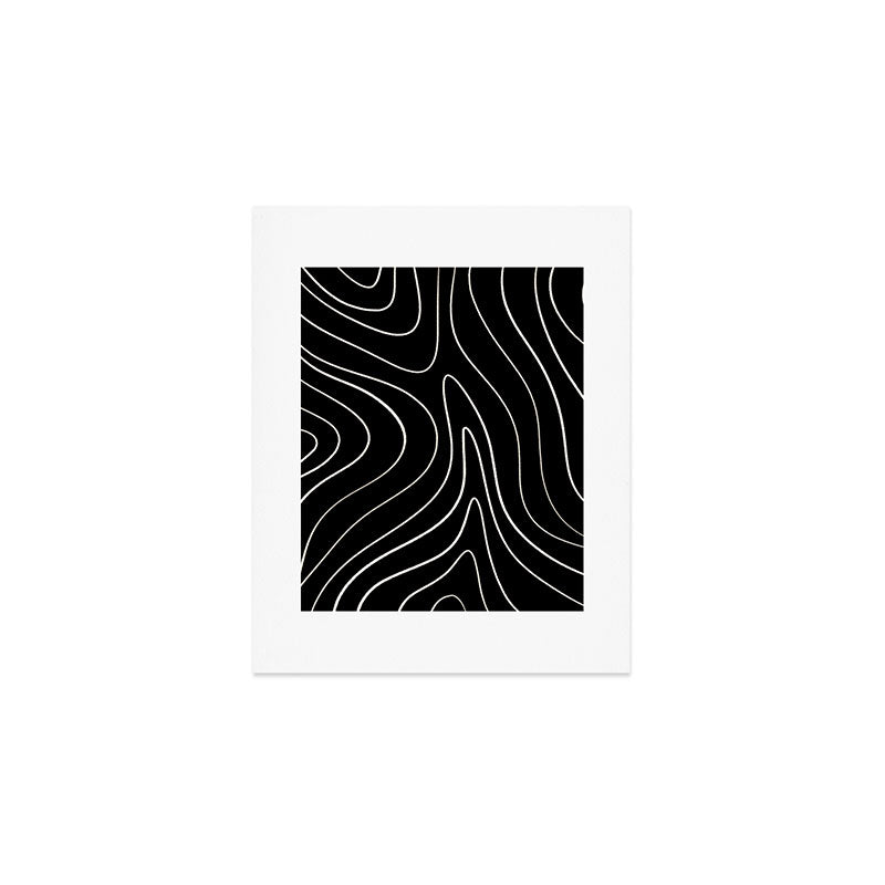 Minimalist Topographical Abstract in Black and Almond Cream Art Print Gallery Image 1