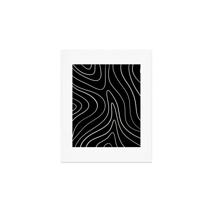 Minimalist Topographical Abstract in Black and Almond Cream Art Print Gallery Image 1