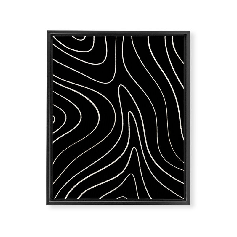 Minimalist Topographical Abstract in Black and Almond Cream Framed Canvas Print Gallery Image 6