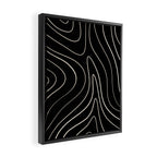 Minimalist Topographical Abstract in Black and Almond Cream Framed Canvas Print Gallery Image 2