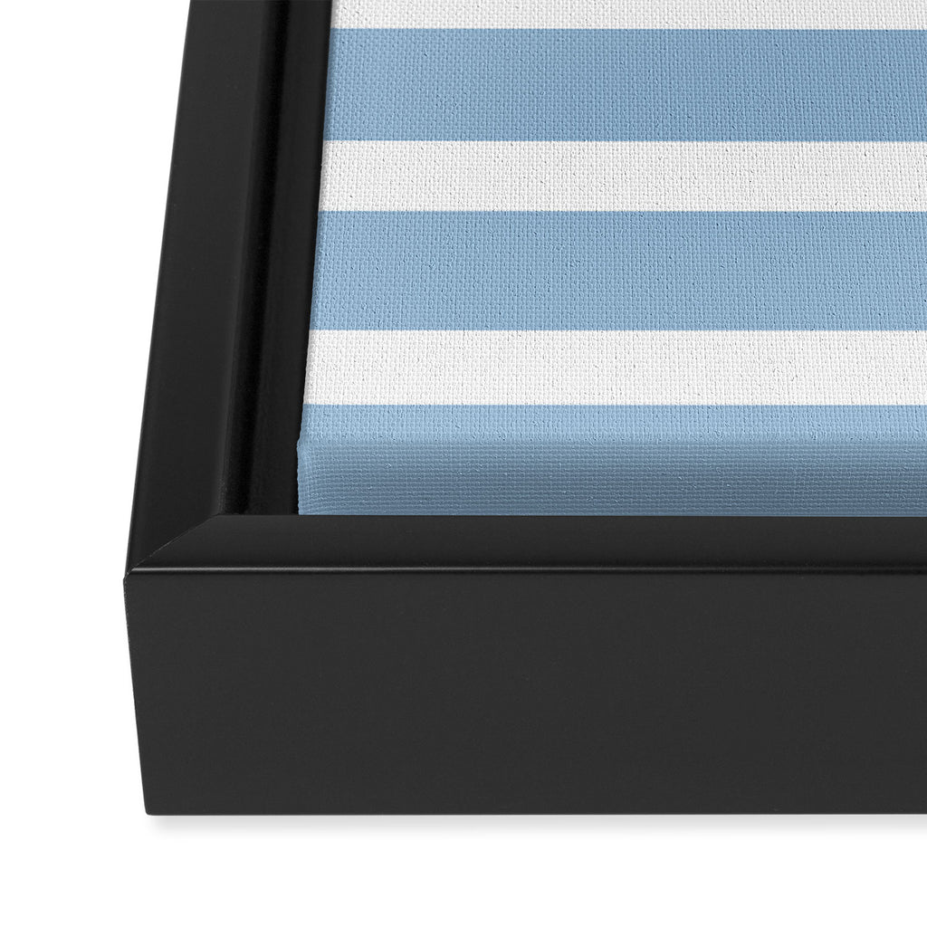 Mixed Stripe Pattern in Baby Blue, Pink, and White Framed Canvas Print Gallery Image 3