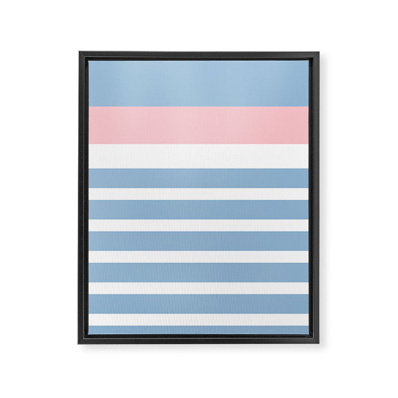 Mixed Stripe Pattern in Baby Blue, Pink, and White Framed Canvas Print Gallery Image 8