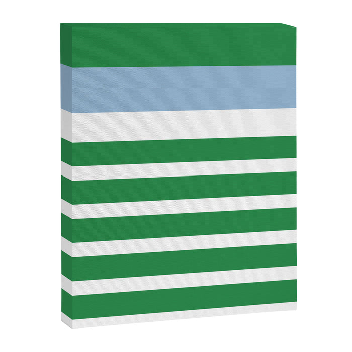 Mixed Stripe Pattern in Green, Baby Blue, and White Canvas Print Gallery Image 1