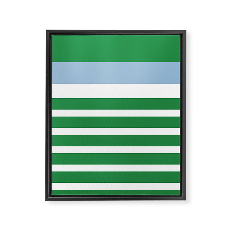 Mixed Stripe Pattern in Green, Baby Blue, and White Framed Canvas Print Gallery Image 8