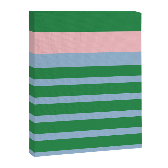 Mixed Stripe Pattern in Green, Pastel Pink, and Baby Blue Canvas Print Gallery Image 1