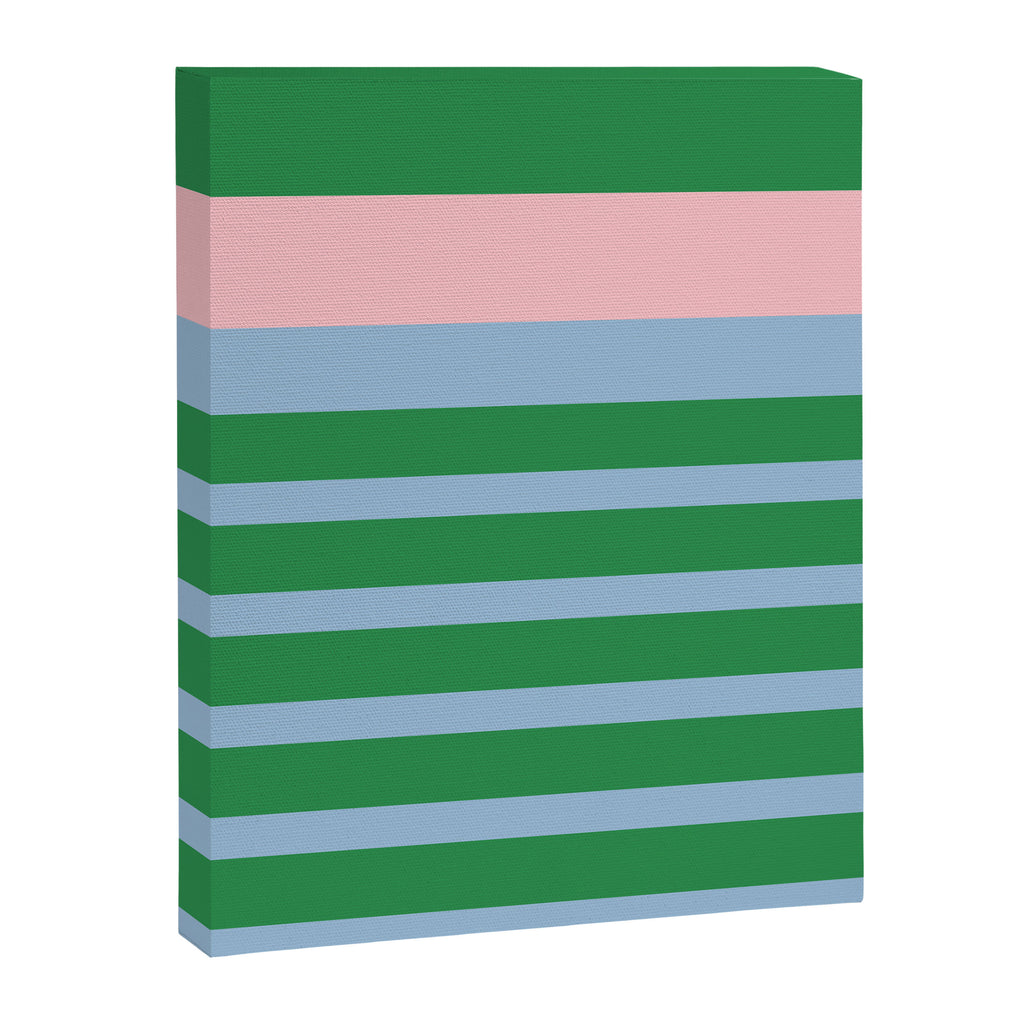 Mixed Stripe Pattern in Green, Pastel Pink, and Baby Blue Canvas Print Gallery Image 8