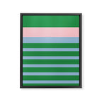 Mixed Stripe Pattern in Green, Pastel Pink, and Baby Blue Framed Canvas Print Gallery Image 8