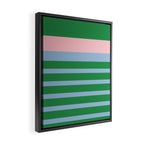 Mixed Stripe Pattern in Green, Pastel Pink, and Baby Blue Framed Canvas Print Gallery Image 2