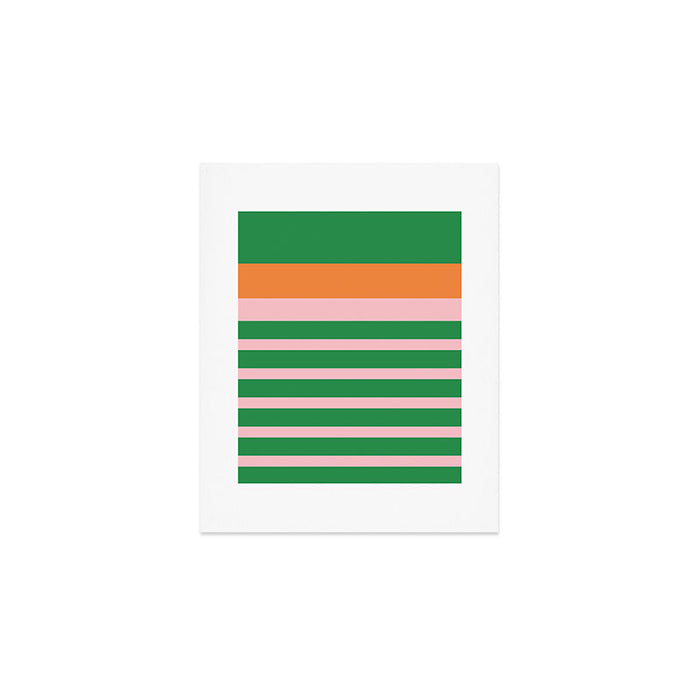 Mixed Stripe Pattern in Green, Pink, and Orange Art Print Gallery Image 1
