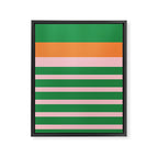 Mixed Stripe Pattern in Green, Pink, and Orange Framed Canvas Print Gallery Image 8