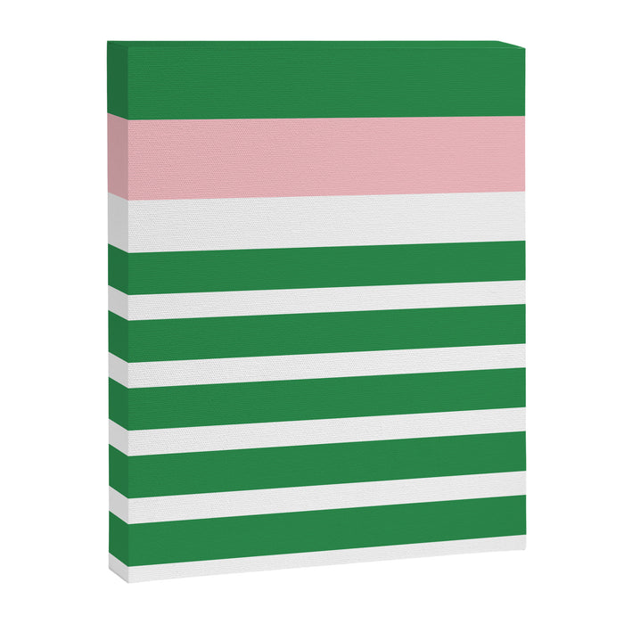 Mixed Stripe Pattern in Green, Pink, and White Canvas Print Gallery Image 1