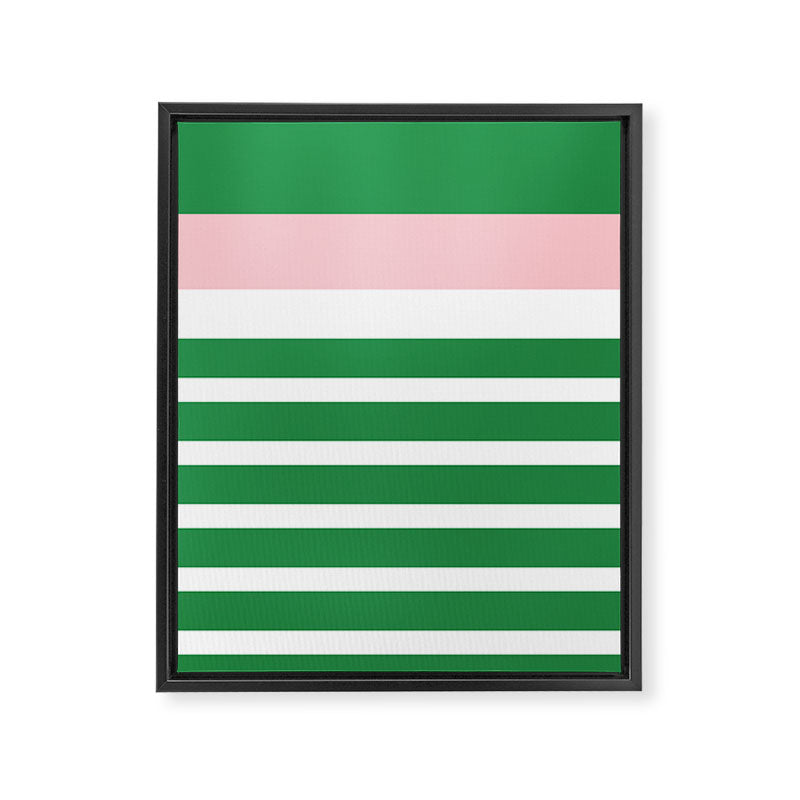 Mixed Stripe Pattern in Green, Pink, and White Framed Canvas Print Gallery Image 8