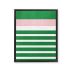 Mixed Stripe Pattern in Green, Pink, and White Framed Canvas Print Gallery Image 8
