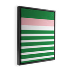 Mixed Stripe Pattern in Green, Pink, and White Framed Canvas Print Gallery Image 2
