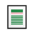Mixed Stripe Pattern in Green, Pink, and White Framed Art Print Gallery Image 6