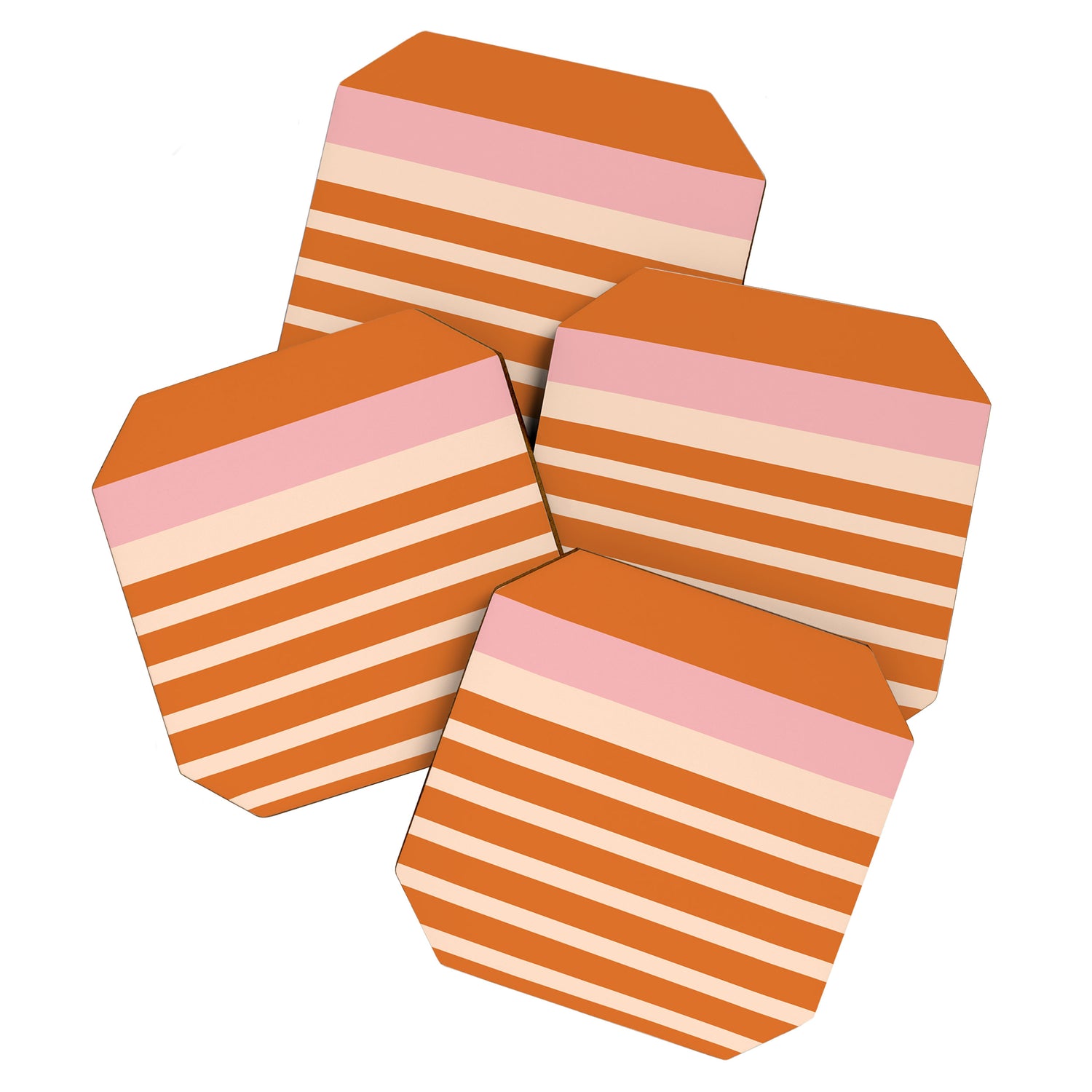 Mixed Stripe Pattern in Orange and Pink Coaster Gallery Image 1