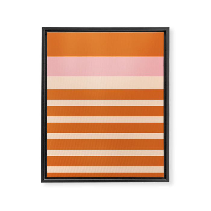 Mixed Stripe Pattern in Orange and Pink Framed Canvas Print Gallery Image 1