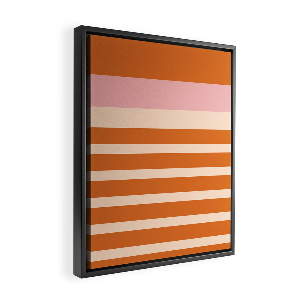 Mixed Stripe Pattern in Orange and Pink Framed Canvas Print Gallery Image 2