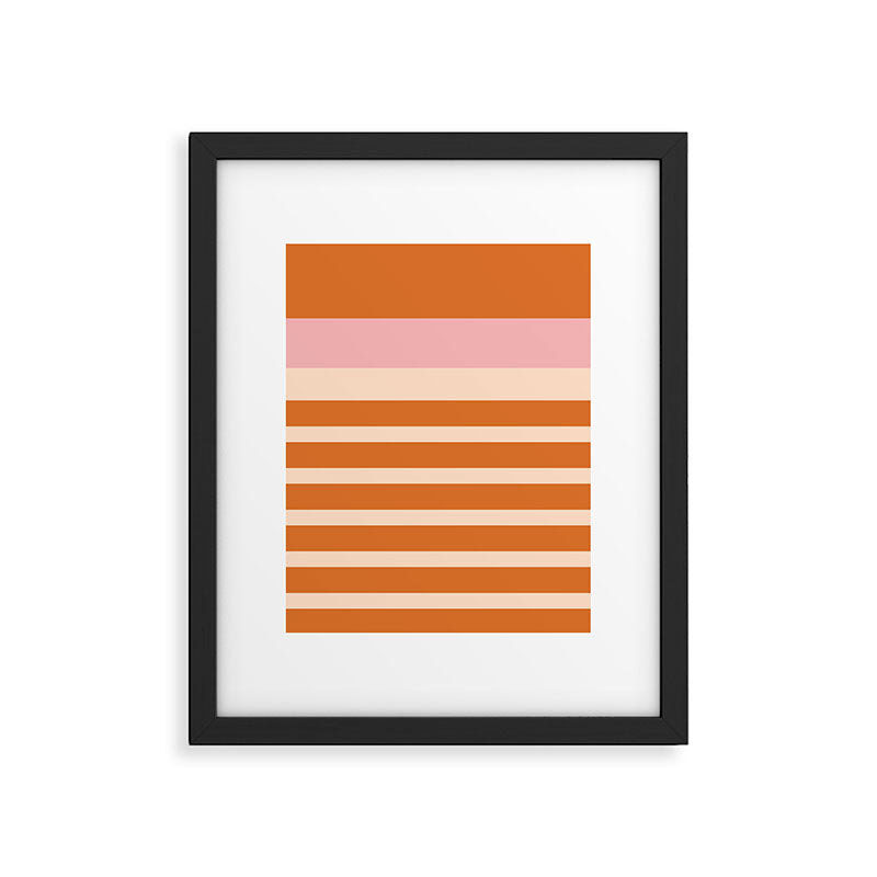 Mixed Stripe Pattern in Orange and Pink Framed Art Print Gallery Image 6