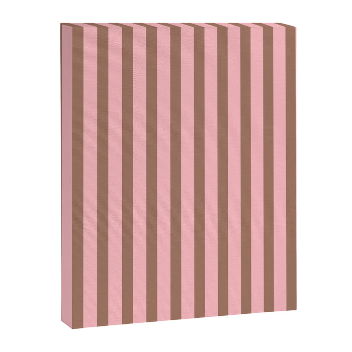 Mocha Brown and Pink Stripes Narrow Vertical Stripe Pattern Canvas Print Gallery Image 1