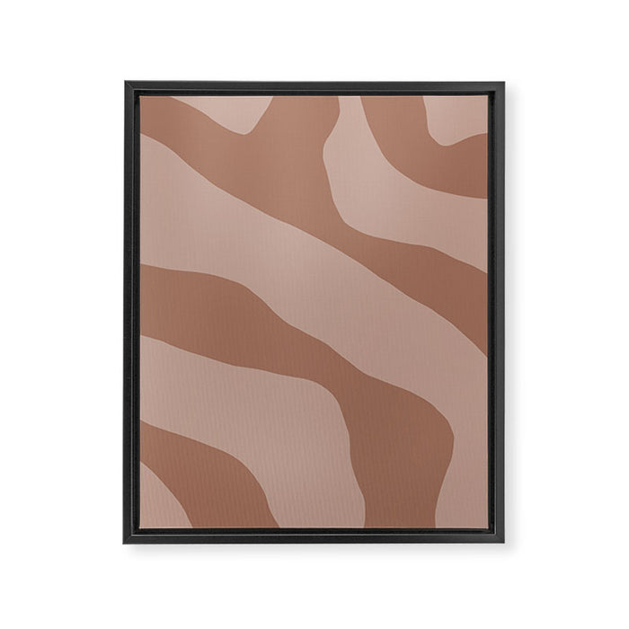 Mocha Brown Organic Forms Retro Contemporary Modern Minimalist Abstract Pattern Framed Canvas Print Gallery Image 1
