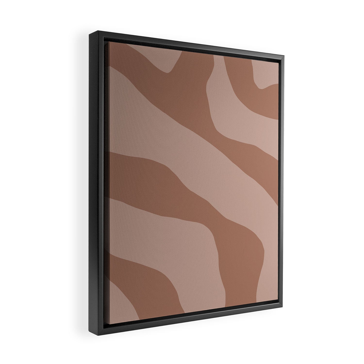 Mocha Brown Organic Forms Retro Contemporary Modern Minimalist Abstract Pattern Framed Canvas Print Gallery Image 2