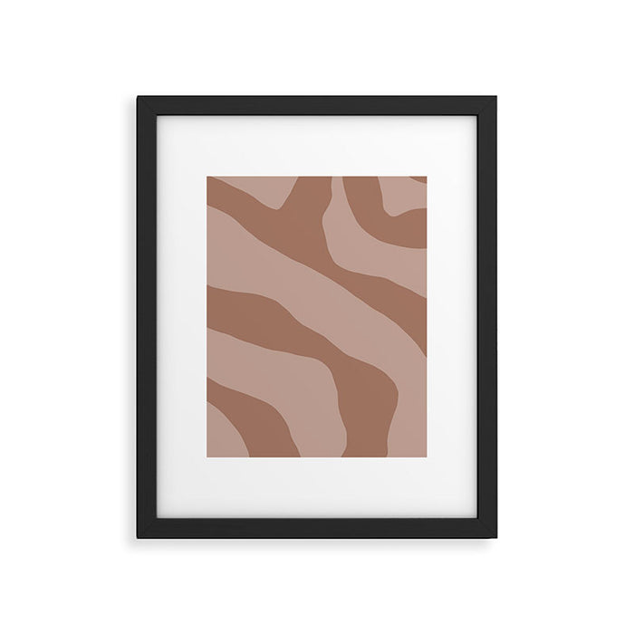 Mocha Brown Organic Forms Retro Contemporary Modern Minimalist Abstract Pattern Framed Art Print Gallery Image 1