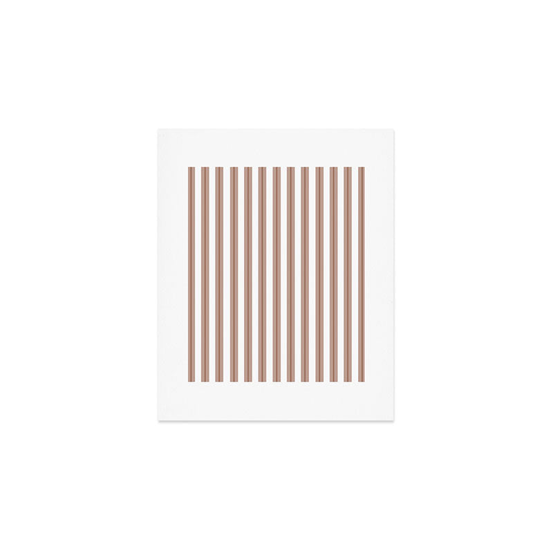 Mocha Double Stripes Brown and White Vertical Stripe Pattern Art Print Gallery Image 1