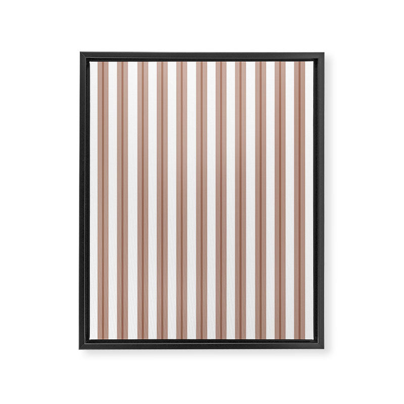 Mocha Double Stripes Brown and White Vertical Stripe Pattern Framed Canvas Print Gallery Image 8