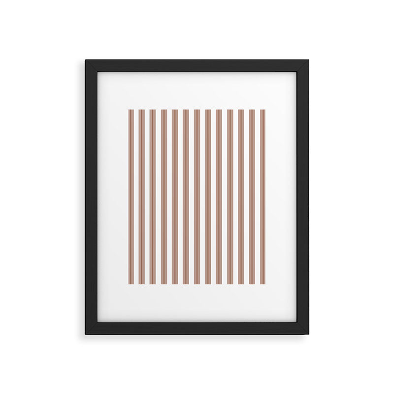 Mocha Double Stripes Brown and White Vertical Stripe Pattern Framed Art Print Gallery Image 6