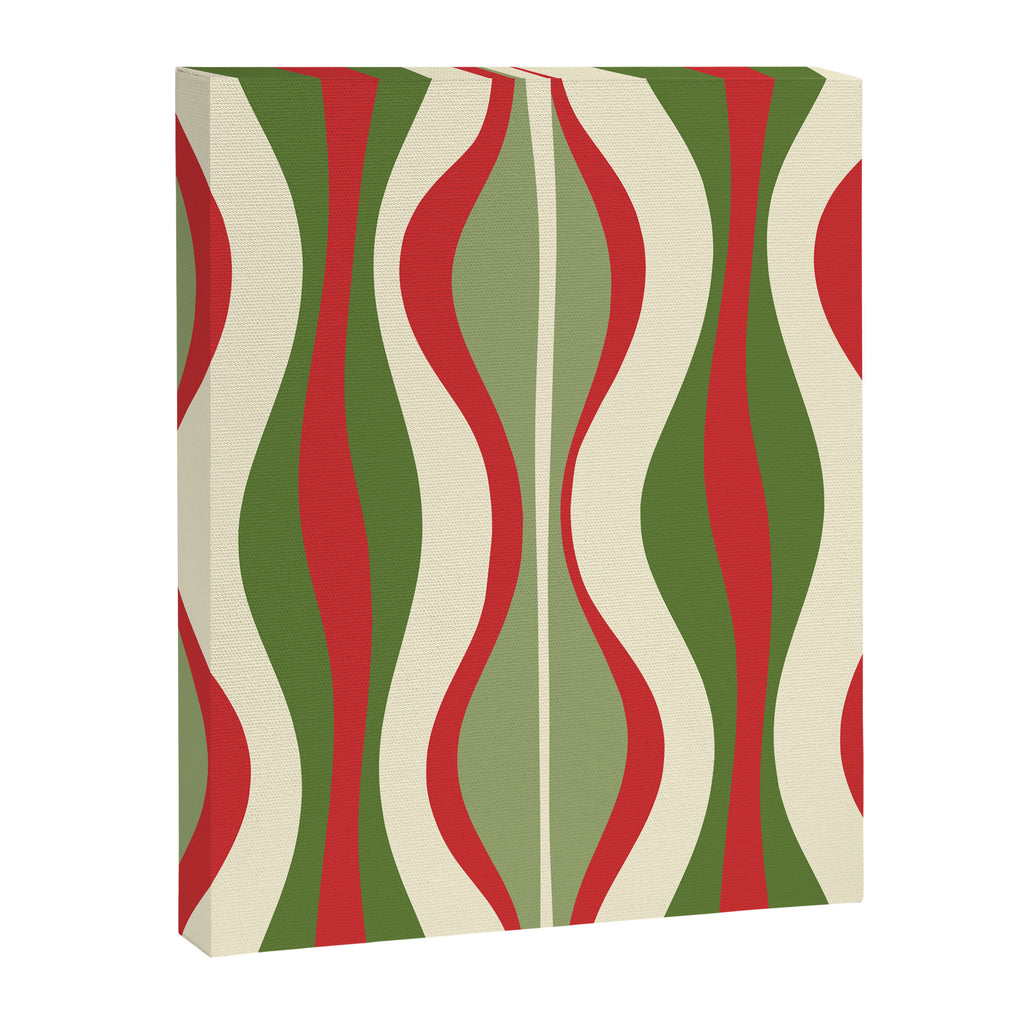 Mod Christmas - Retro Hourglass Abstract Pattern in Green, Red, and Cream  Canvas Print Gallery Image 6