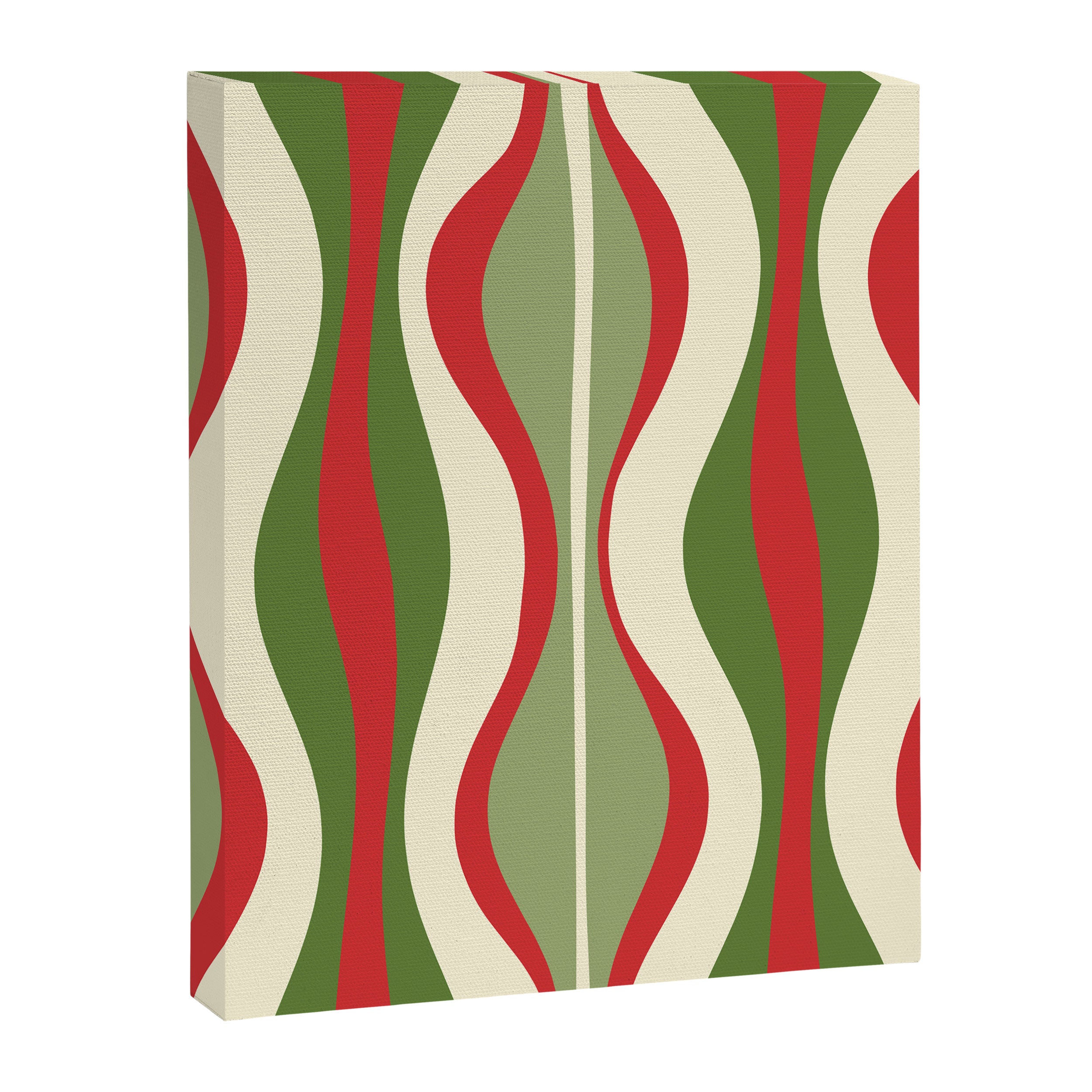Mod Christmas - Retro Hourglass Abstract Pattern in Green, Red, and Cream  Canvas Print Gallery Image 6