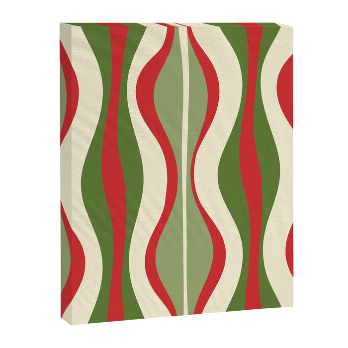 Mod Christmas - Retro Hourglass Abstract Pattern in Green, Red, and Cream  Canvas Print Gallery Image 1