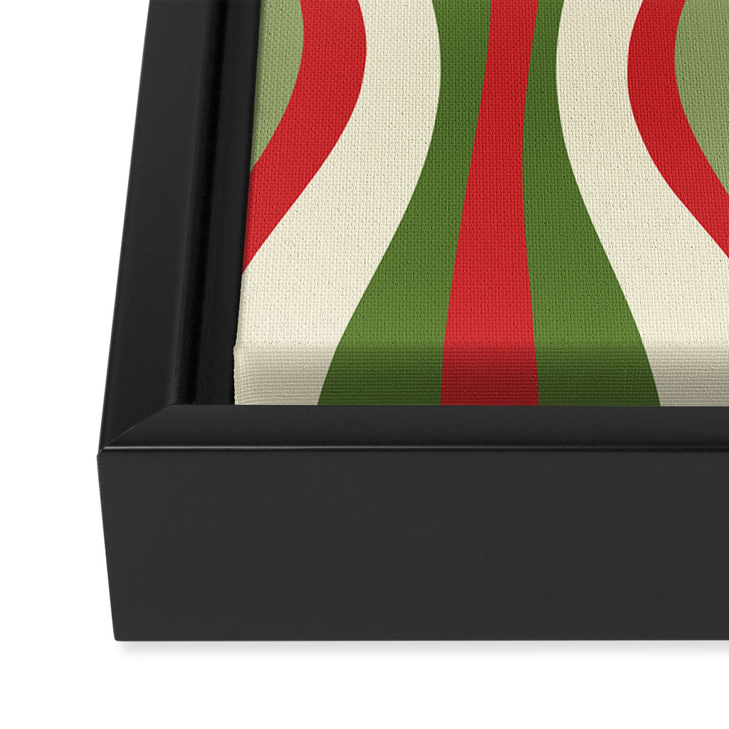 Mod Christmas - Retro Hourglass Abstract Pattern in Green, Red, and Cream  Framed Canvas Print Gallery Image 3